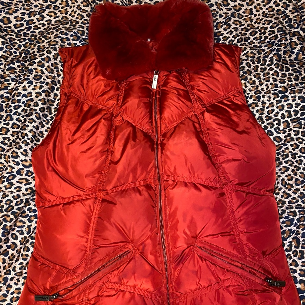 Add Down Down Red Vest with Real Fur Collar size 6